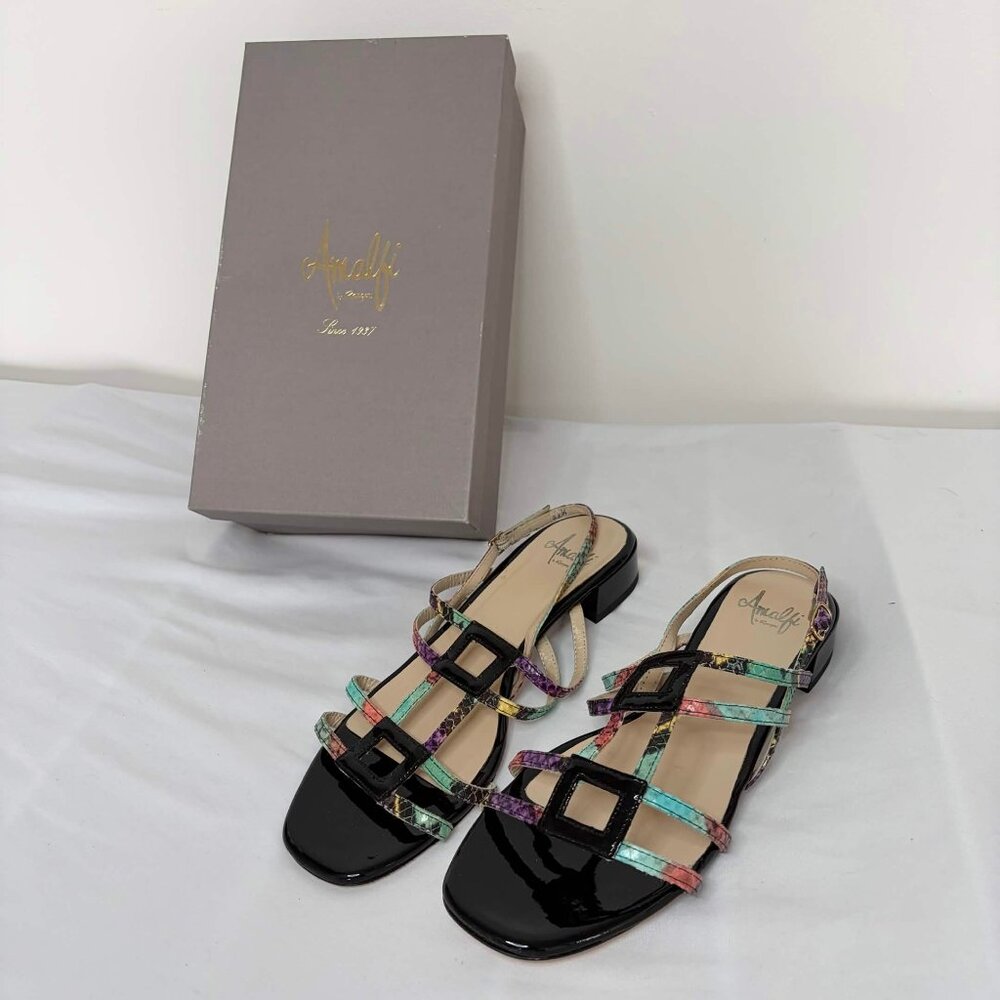 VTG Amalfi by Rangoni Loretta Multi-Color Snakeskin Sandals Sz 9.5 Made in Italy
